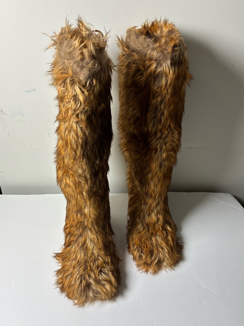 Faux Fur Over-the-Knee Boots in Brown
